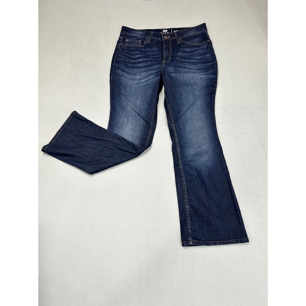 Lee Riders Jeans Blue 12P Midrise Bootcut Denim Dark Wash Stretch Casual Pants